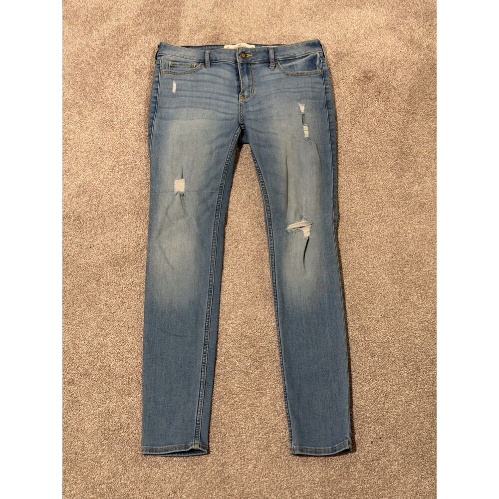 Hollister Low Rise Super Skinny Jeans Size 7R Light Wash Distressed Y2K